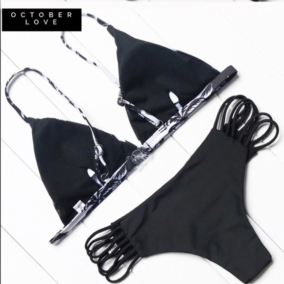 ❗️1 LEFT ❗️Black and White Palm Tree Bikini - Picture 2 of 3